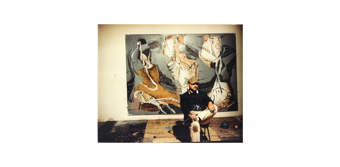 Marcus lüpertz, in front of his painting